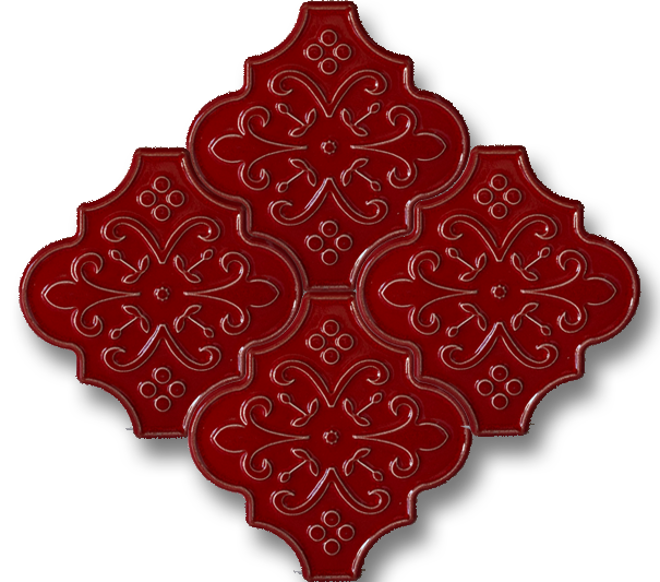12,4x12 Ottoman Çiçek Kırmızı Çatlak Sır El Yapımı Seramik