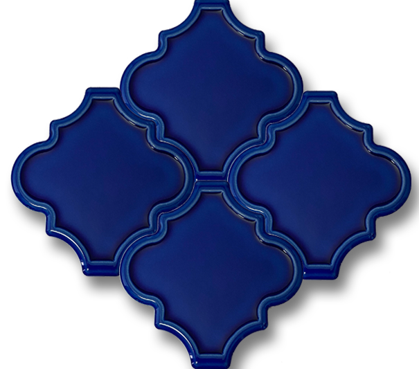 12,4x12 Ottoman Kenar Rölyef Kobalt Çatlak Sır El Yapımı Seramik