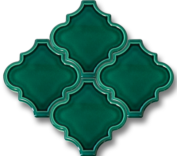 12,4x12 Ottoman Kenar Rölyef Zümrüt Yeşil Çatlak Sır El Yapımı Seramik