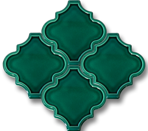 12,4x12 Ottoman Kenar Rölyef Zümrüt Yeşil Çatlak Sır El Yapımı Seramik