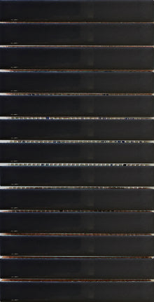 15,5 x 30,5 cm Stick Mozaik Siyah Çatlak Sır El Yapımı Seramik
