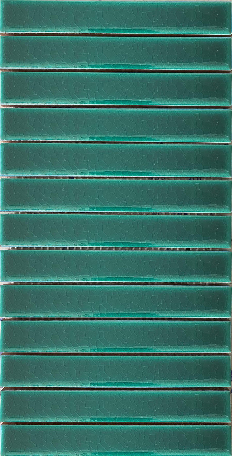 15,5 x 30,5 cm Stick Mozaik Zümrüt Yeşili Çatlak Sır El Yapımı Seramik