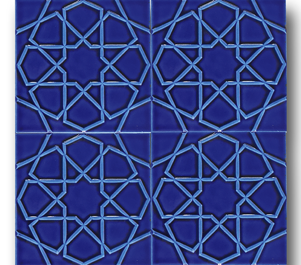 20x20 Türkmen Yıldızı Kobalt Çatlak Sır El Yapımı Seramik
