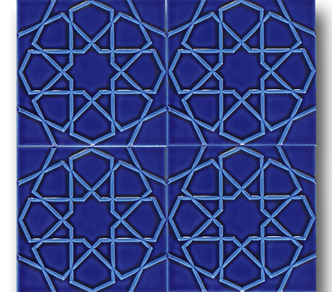 20x20 Türkmen Yıldızı Kobalt Çatlak Sır El Yapımı Seramik